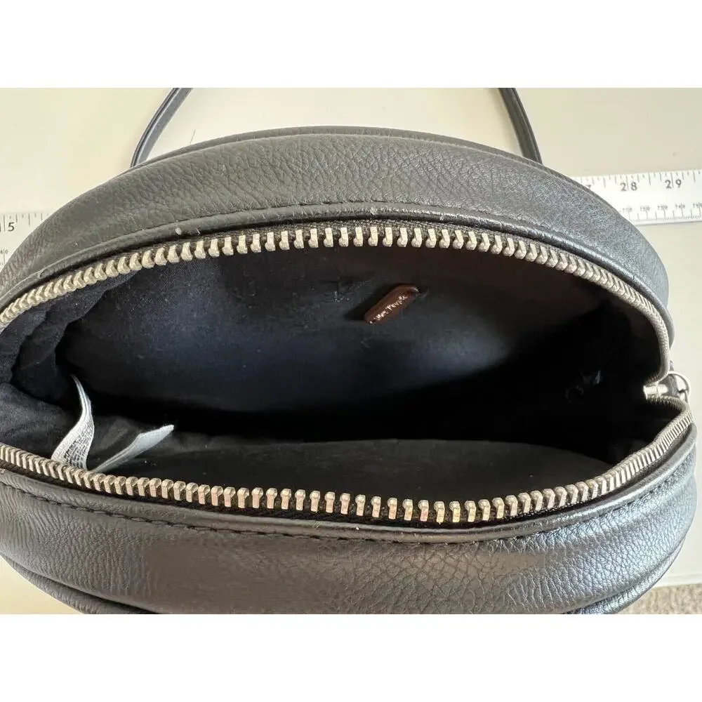 Free People Tambourine Roundy Bag Crossbody Medallion Adjustable Strap Black